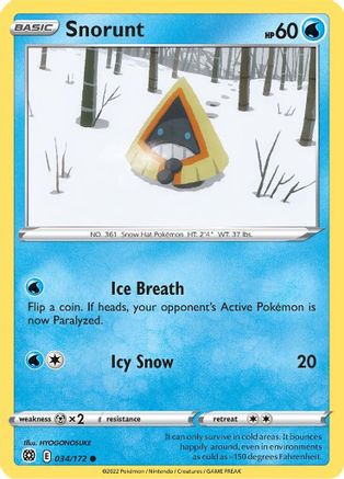 Snorunt (34) Reverse Holofoil - Brilliant Stars