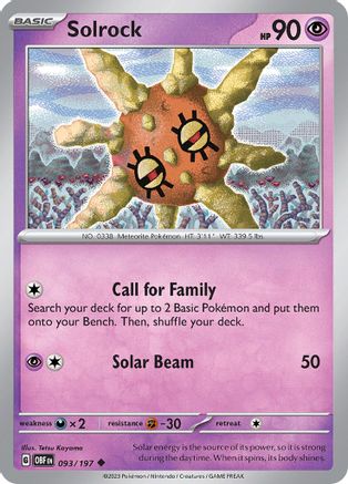 Solrock (93) Reverse Holofoil - Obsidian Flames