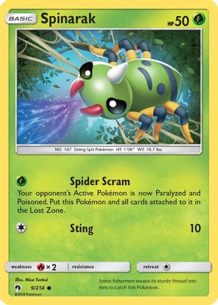 Spinarak (9) Reverse Holofoil - Lost Thunder