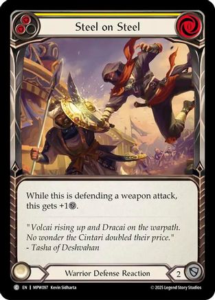 Steel on Steel (Yellow) (MPW097) Rainbow Foil - Mastery Pack Warrior