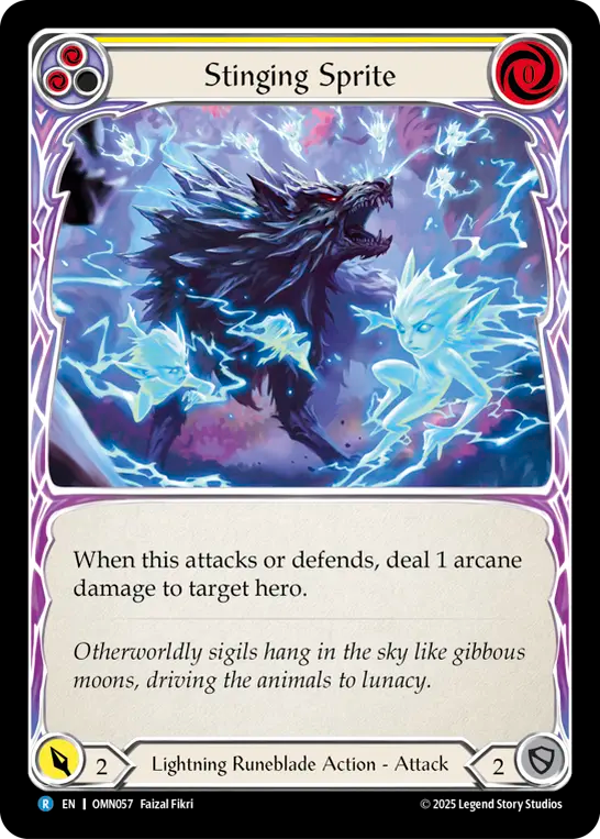 Stinging Sprite (Yellow) (OMN057) Rainbow Foil - Omens of the Third Age
