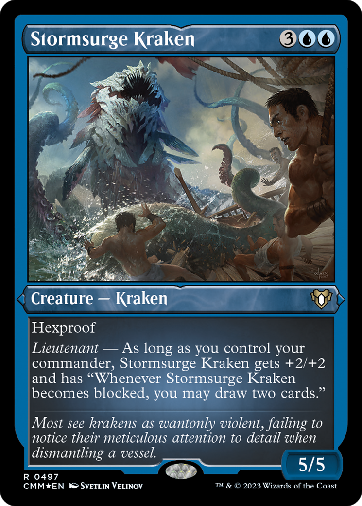 Stormsurge Kraken (497) Etched Foil - Commander Masters