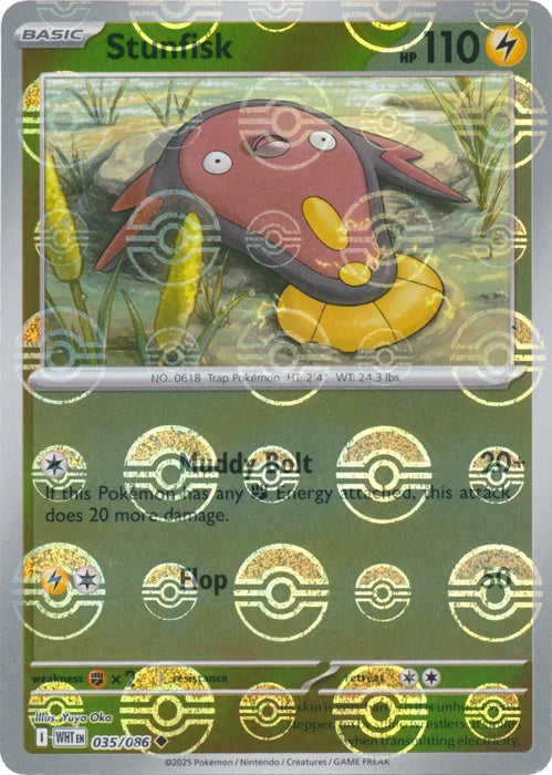 Stunfisk (Poke Ball Pattern) (35) Reverse Holofoil - White Flare