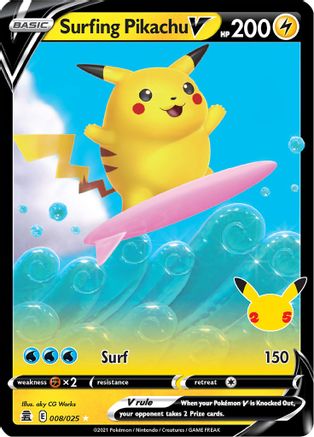 Surfing Pikachu V (8) Holofoil - Celebrations