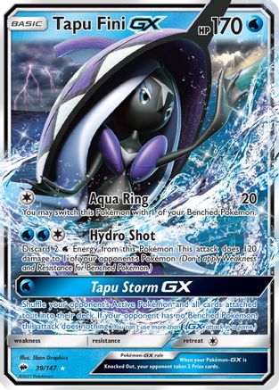 Tapu Fini GX (39) Holofoil - Burning Shadows