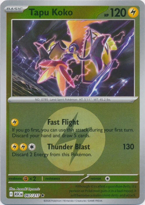 Tapu Koko (Energy Symbol Pattern) (67) Reverse Holofoil - Ascended Heroes