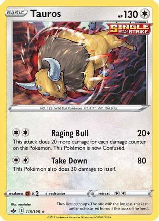 Tauros (115) Reverse Holofoil - Chilling Reign