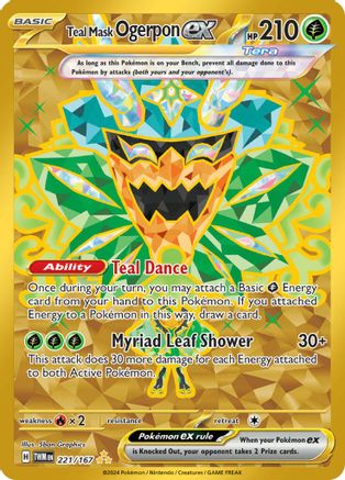 Teal Mask Ogerpon ex (Gold) (221) Holofoil - Twilight Masquerade