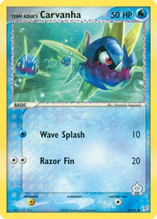 Team Aqua's Carvanha (48) Reverse Holofoil - Team Magma vs Team Aqua