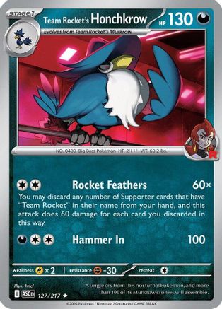 Team Rocket's Honchkrow (127) Reverse Holofoil - Ascended Heroes