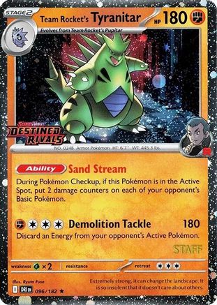 Team Rocket's Tyranitar (Prerelease) [Staff] (96) Holofoil - Miscellaneous Cards & Products