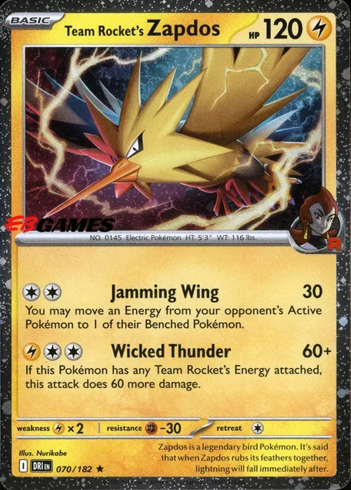 Team Rocket's Zapdos (EB Games Exclusive) (70) Holofoil - Miscellaneous Cards & Products