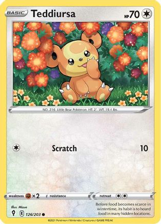 Teddiursa (126) Reverse Holofoil - Evolving Skies