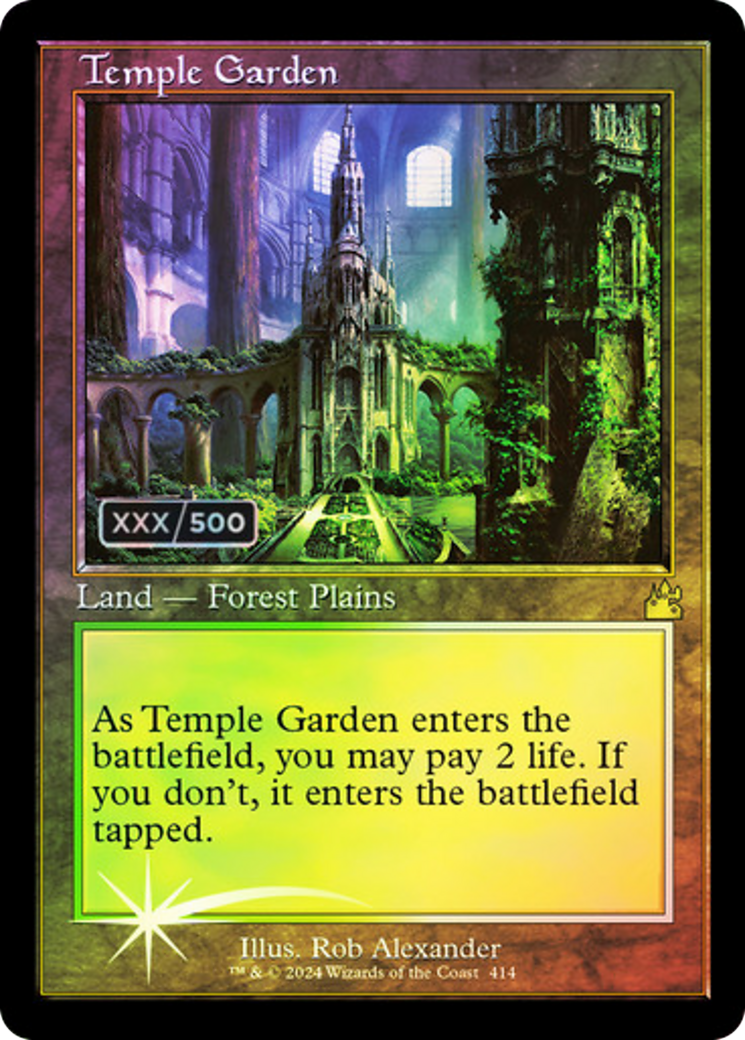 Temple Garden (Retro) (Serial Numbered) (414) Foil - Ravnica Remastered