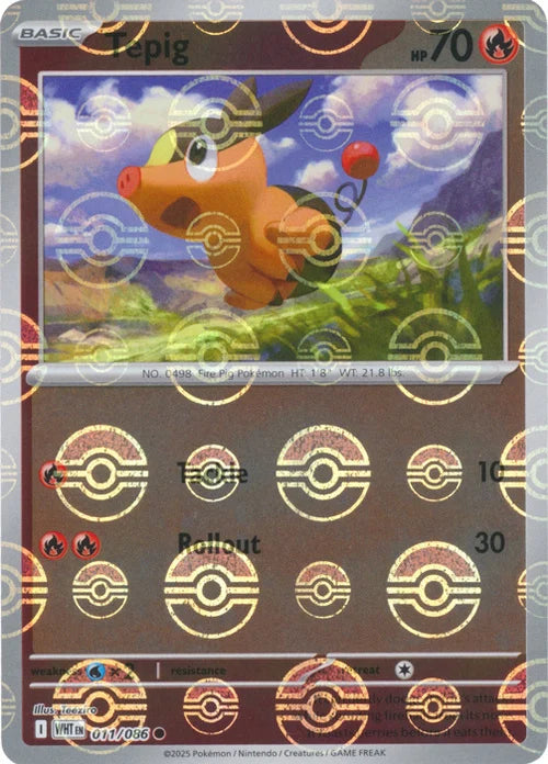 Tepig (Poke Ball Pattern) (11) Reverse Holofoil - White Flare