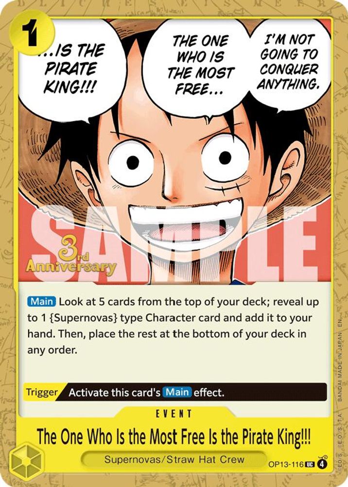 The One Who Is the Most Free Is the Pirate King!!! (OP13-116) 3rd Anniversary Tournament Cards