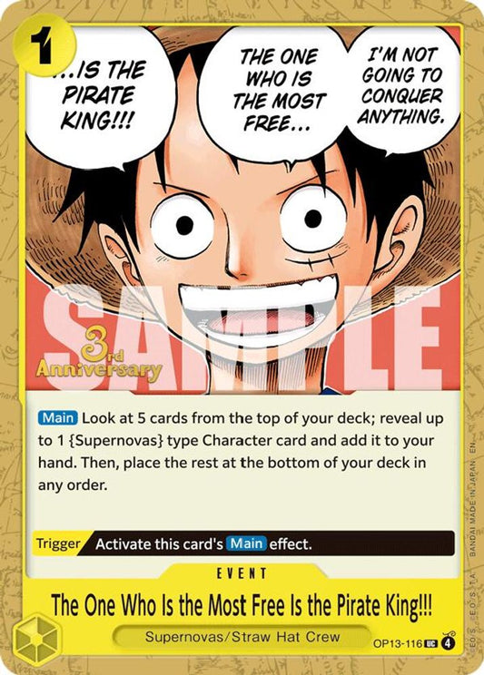 The One Who Is the Most Free Is the Pirate King!!! (OP13-116) 3rd Anniversary Tournament Cards