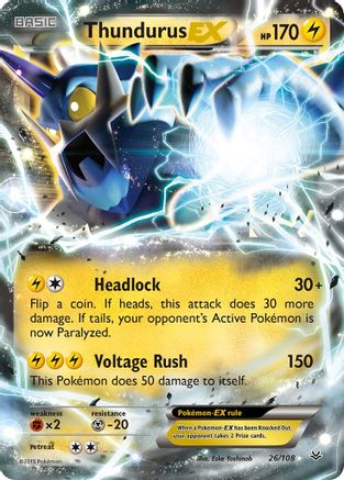 Thundurus EX (26) Holofoil - Roaring Skies