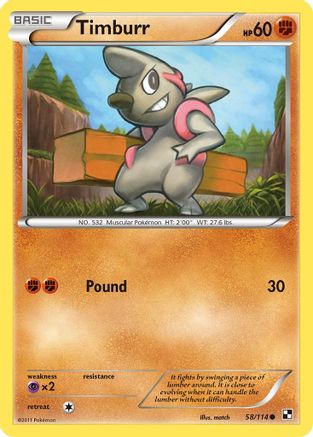 Timburr (58) Reverse Holofoil - Black & White