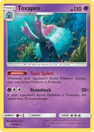 Toxapex (63) Reverse Holofoil - Sun & Moon