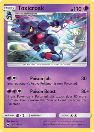 Toxicroak (55) Reverse Holofoil - Burning Shadows