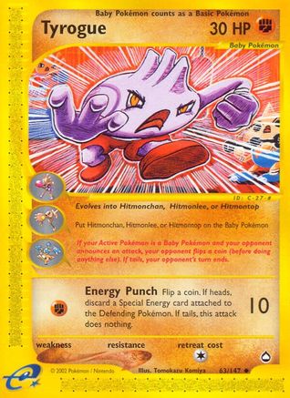 Tyrogue (63) Reverse Holofoil - Aquapolis