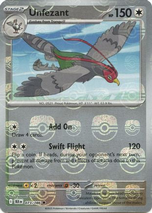 Unfezant (Master Ball Pattern) (73) Reverse Holofoil - Black Bolt