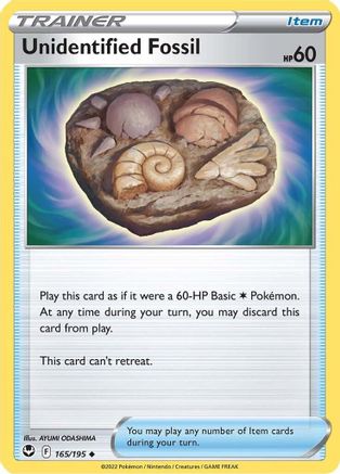 Unidentified Fossil (165) Reverse Holofoil - Silver Tempest