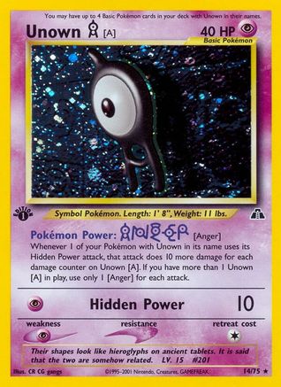 Unown [A] (14) (1st Edition) Holofoil - Neo Discovery