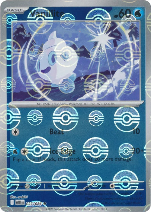 Vanillite (Poke Ball Pattern) (27) Reverse Holofoil - White Flare