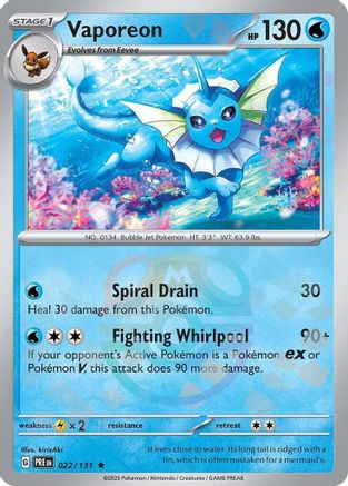 Vaporeon (Master Ball Pattern) (22) Reverse Holofoil - Prismatic Evolutions
