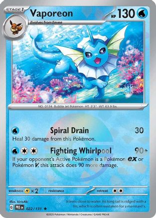 Vaporeon (Poke Ball Pattern) (22) Reverse Holofoil - Prismatic Evolutions