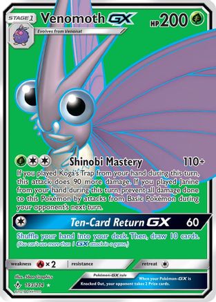 Venomoth GX (Full Art) (193) Holofoil - Unbroken Bonds