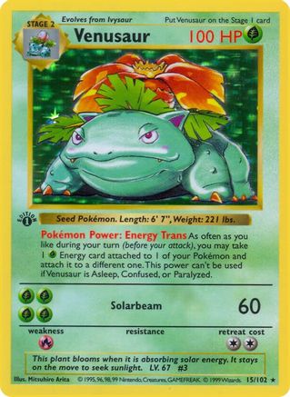 Venusaur (15) (Unlimited) Holofoil - Base Set (Shadowless)