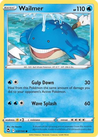 Wailmer (37) Reverse Holofoil - Silver Tempest