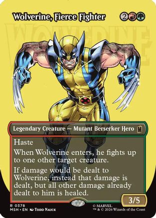 Wolverine, Fierce Fighter (Borderless Logo) (378) Foil - Marvel Super Heroes