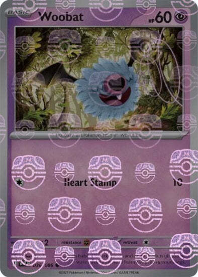 Woobat (Master Ball Pattern) (36) Reverse Holofoil - White Flare
