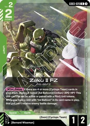 Zaku II FZ (GD03-020) Holofoil - Steel Requiem