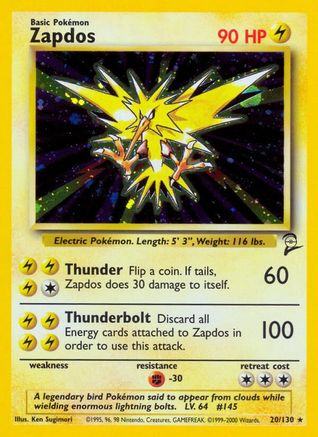 Zapdos (20) Holofoil - Base Set 2