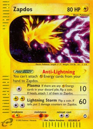 Zapdos (H32) Holofoil - Aquapolis