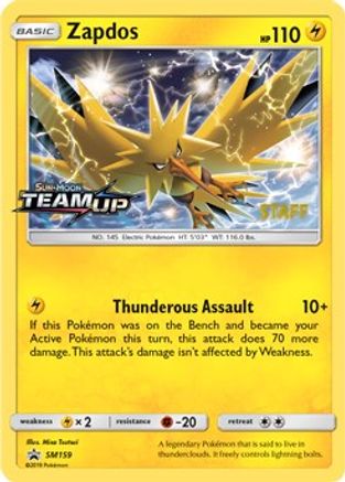 Zapdos (Prerelease) [Staff] (SM159) Holofoil - Black Star Promos