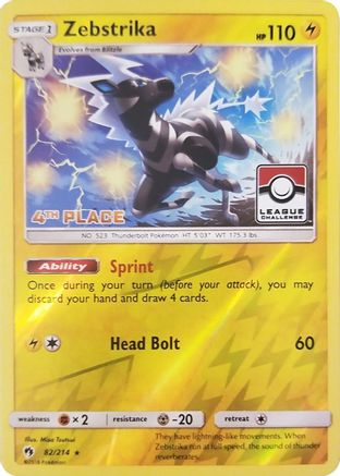 Zebstrika (League Challenge) [4th Place] (82) Reverse Holofoil - Lost Thunder