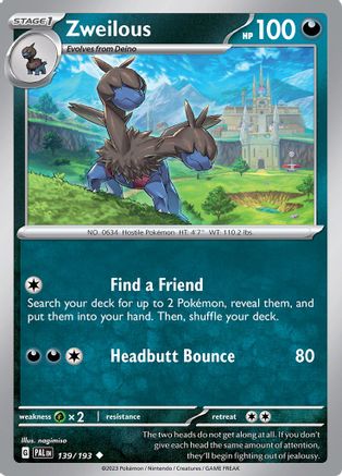 Zweilous (139) Reverse Holofoil - Paldea Evolved