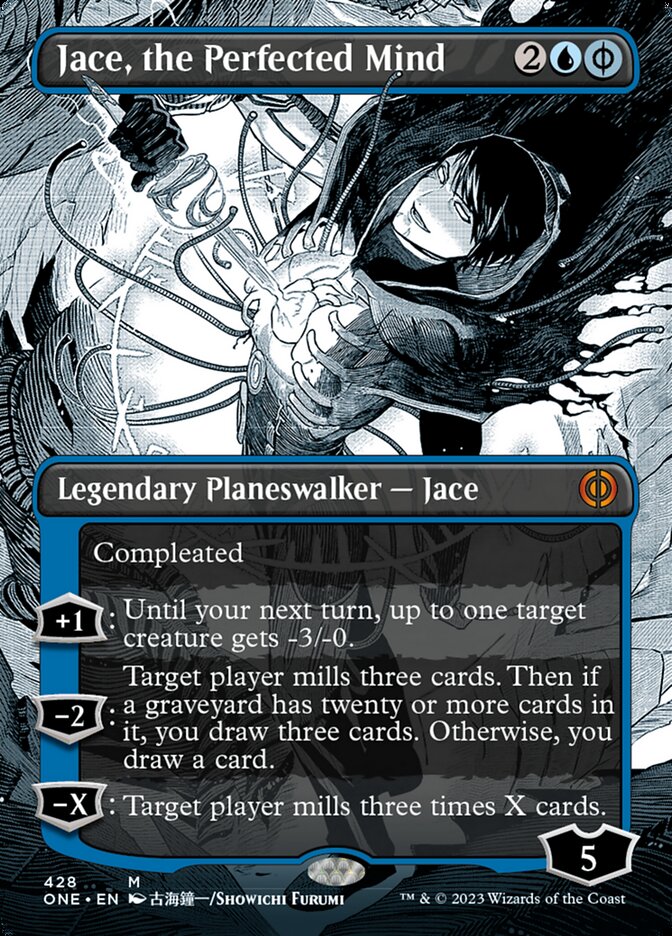 Jace, the Perfected Mind (Borderless Manga Step-and-Compleat Foil) [Phyrexia: All Will Be One] | Silver Goblin