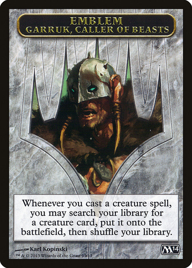 Garruk, Caller of Beasts Emblem [Magic 2014 Tokens] | Silver Goblin