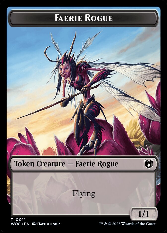 Faerie Rogue // Faerie (0011) Double-Sided Token [Wilds of Eldraine Commander Tokens] | Silver Goblin