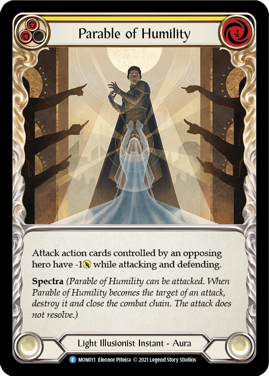 Parable of Humility [MON011-RF] (Monarch)  1st Edition Rainbow Foil | Silver Goblin