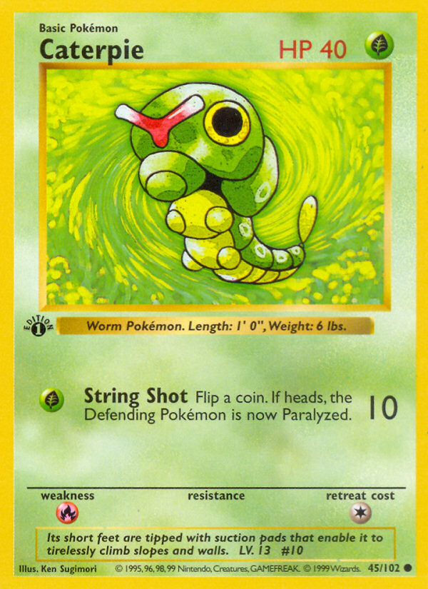 Caterpie (45/102) (Shadowless) [Base Set 1st Edition] | Silver Goblin