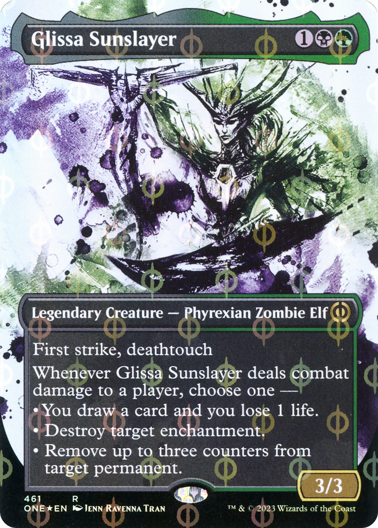 Glissa Sunslayer (Borderless Ichor Step-and-Compleat Foil) [Phyrexia: All Will Be One] | Silver Goblin