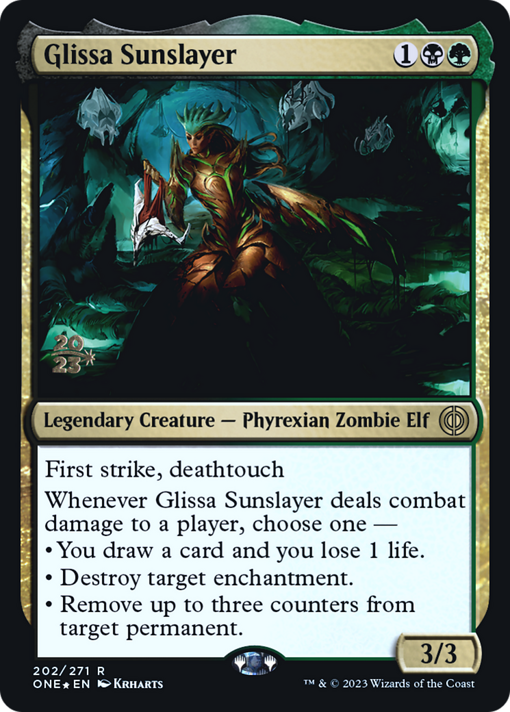 Glissa Sunslayer [Phyrexia: All Will Be One Prerelease Promos] | Silver Goblin